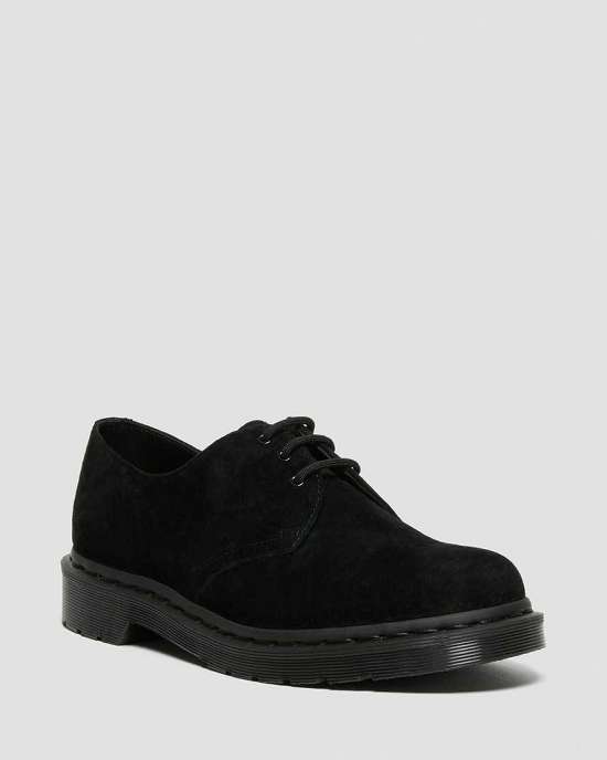 Zapatos Con Cordones Dr. Martens 1461 Black Suede Mujer Negros MX-75948